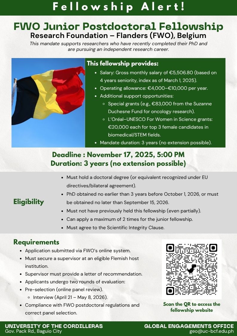 FWO Junior Postdoctoral Fellowship